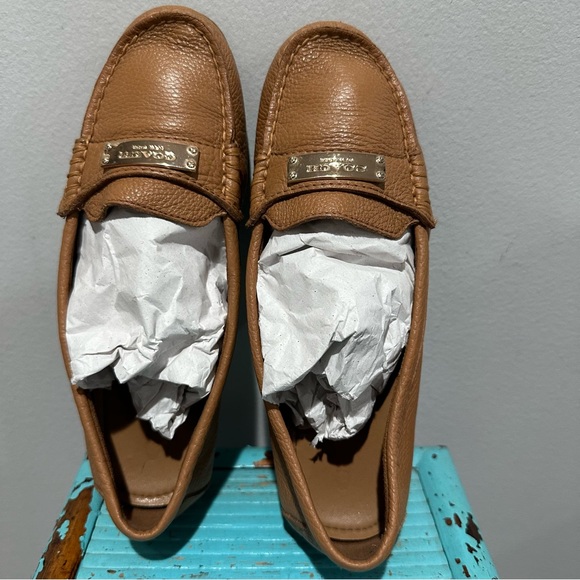 Coach Fredica Pebble Leather Loafers Cognac Size 6B - Picture 8 of 13